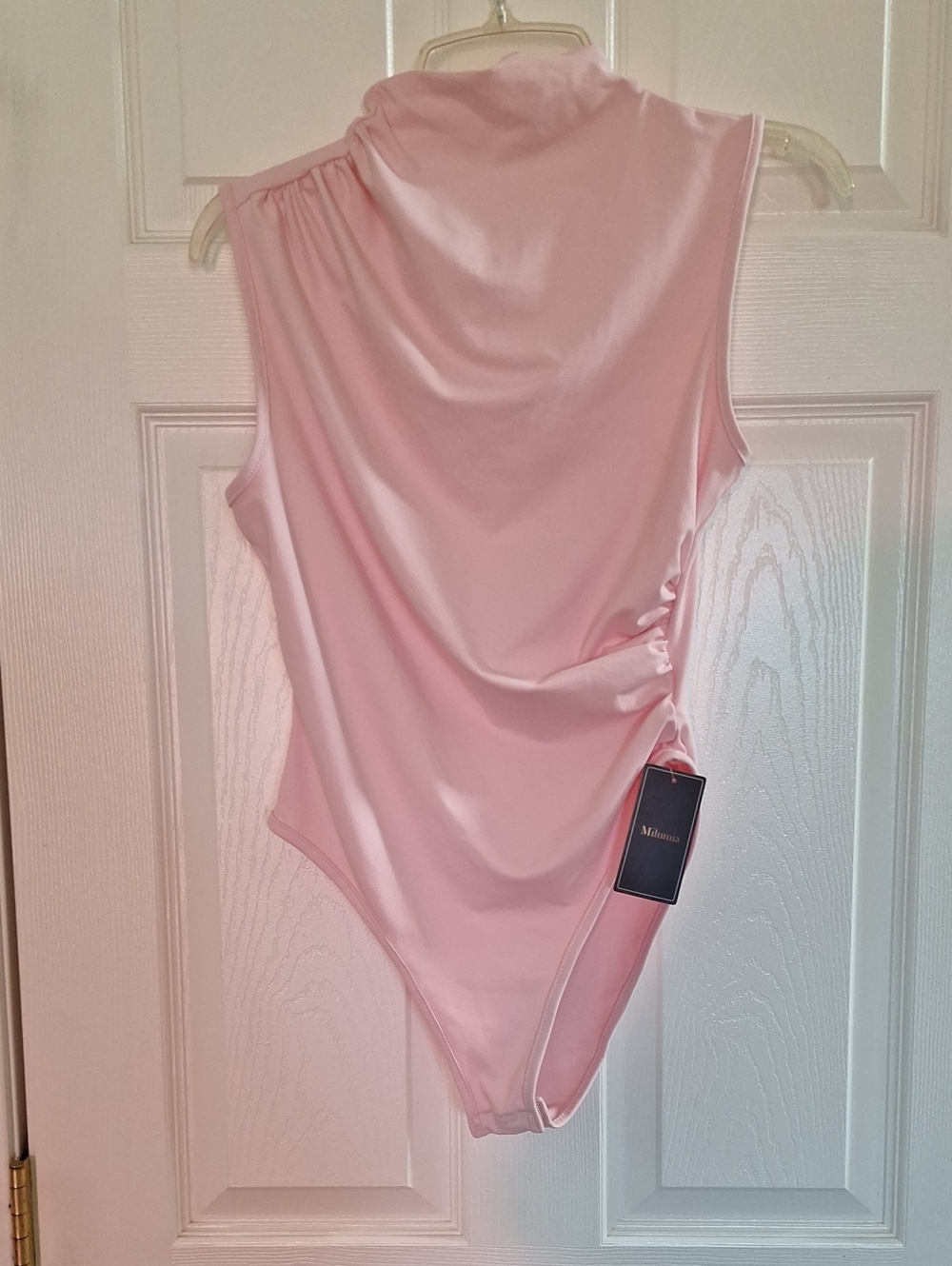 Milumia Blush Pink Sleeveless Draped Bodysuit